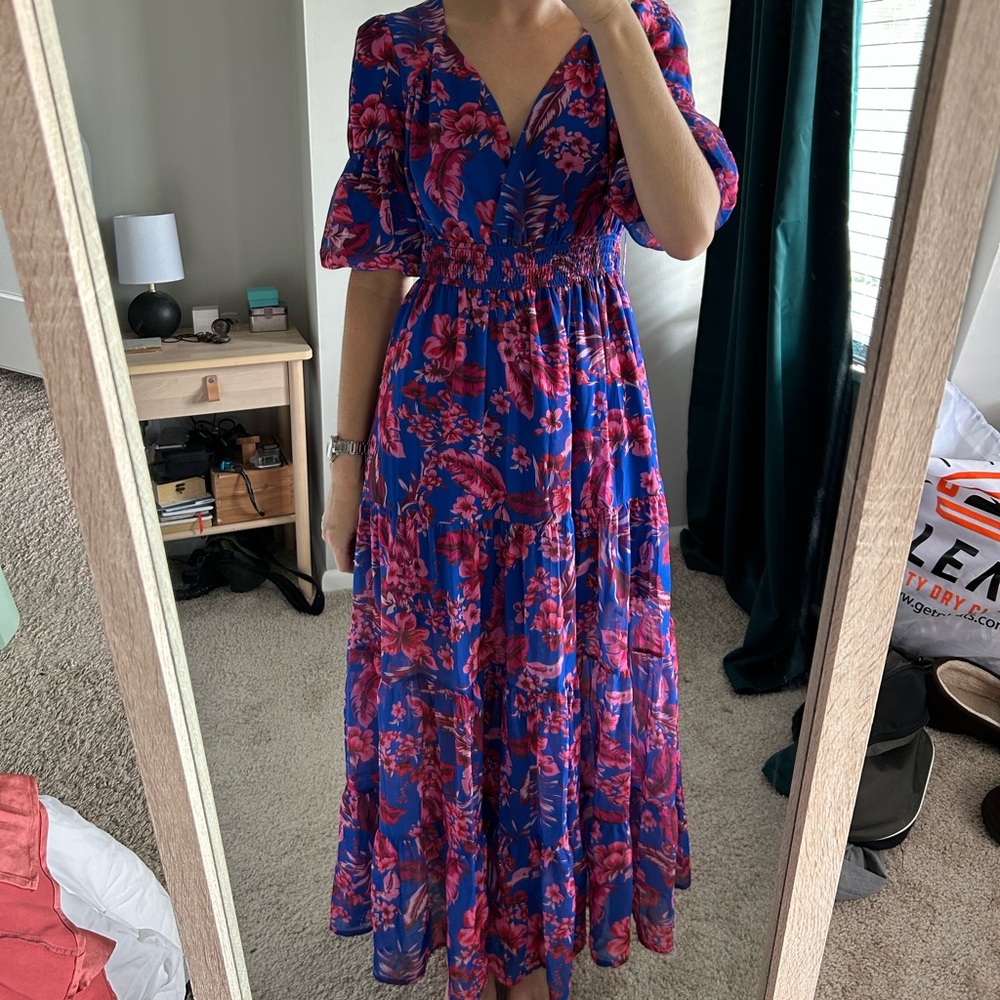 Floral Maxi Dress with Keyhole Back